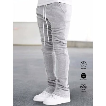 Herre sports casual fire sæsoner lange flared bukser slim fit snøre elastisk talje ensfarvede bukser