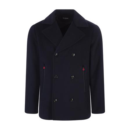 Kiton, Double-Breasted Coats Blauw, Heren, Maat:M