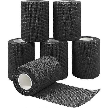 6 Rullaa 7,5 cm (musta) Koheesioteippiä Itsekiinnittyvä Side Koheesio Urheiluteippi Itsekiinnittyvät Elastisen Sidoksen Lääketieteelliset Sidoksen 