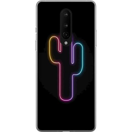 Kompatibel Mobilcover til OnePlus OnePlus 8 Neon illustration af kaktus i pink og blåt lys mod mørk baggrund