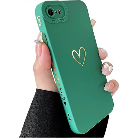 Kompatibel med iPhone SE 2022 Skal, iPhone SE 2020 Skal, iPhone 7/8 Skal Lyxigt Guldhjärta Mönster Mjukt Silikon Stötsäkert Skal för Kvinnor Flickor 