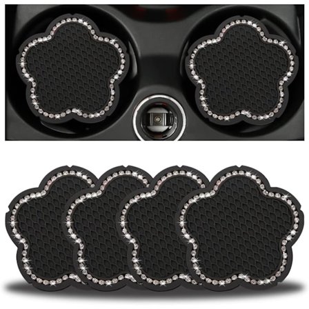 4 st Bling Bling Silikon Underlägg för Bil, Halkskydd, Mugghållare