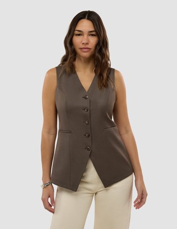 Shaping New Tomorrow - Damen - Skye Long Vest - Dark Chestnut Melange - Größe XXL