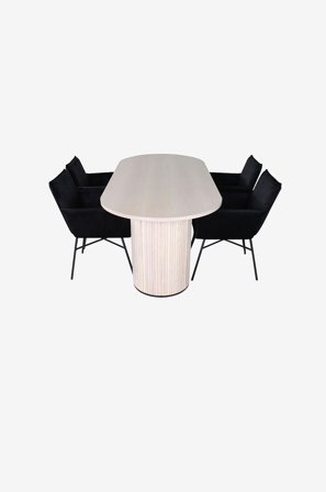 Venture Home - Ruokailuryhmä Bianca ja ruokapöydän tuolit Petra, 4 kpl - Valkoinen - Ruokailuryhmät - - Homeroom