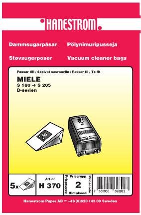 HANESTRÖM Dammsugarpåsar MIELE S 180 -S 205