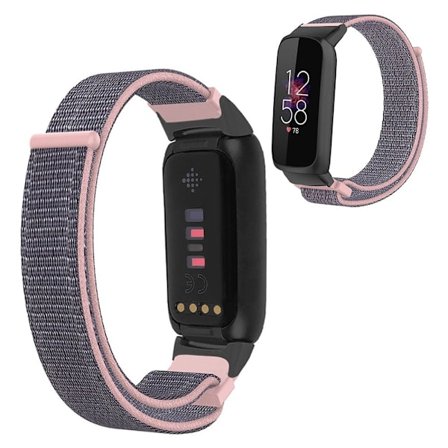 14 mm Fitbit Luxe klockarmband med nylonögla - Sand Rosa