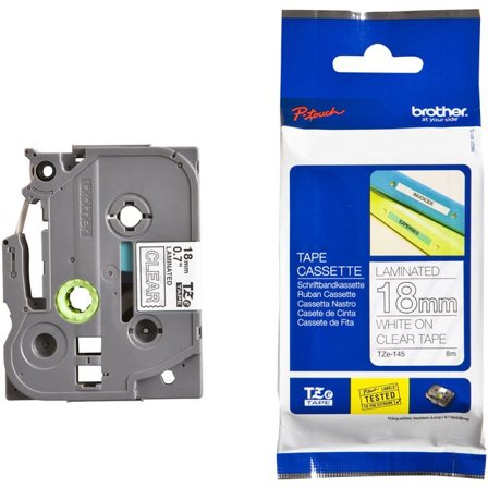 BROTHER Tape TZE145 18mm vit på klar - Lyreco - Kontorsmaskiner - Märkmaskiner och tape - Tape - Brother TZ