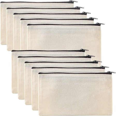 10-pack vita kanvas dragkedjor påsar, dragkedja pennfodral hantverk B