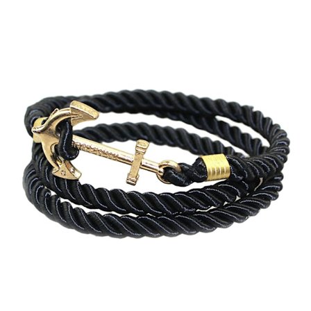 Trendigt Armband Rep med Ankare i Guld