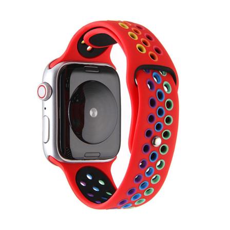 För Apple Watch 42mm S/m Rainbow Silikon Sport Klockarmband Röd