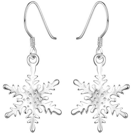 Kvinnors julklapp 925 Sterling Silver Snöflinga Drop Dangle Hook Örhängen
