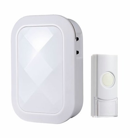 GELIA DØRKLOKKE TRÅDLØS 80M KOMPLETT HVIT BATTERIDREVET