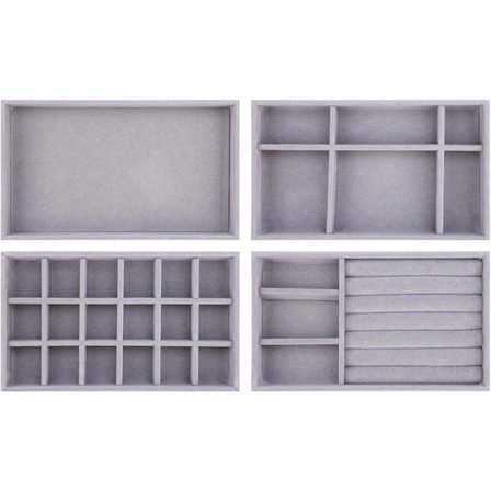 Smykkestativ Opbevaringsboks Fløjl Stabelbar Smykke Skuffe Opbevaringsboks Bakke Ørering Ring Halsk Armbånd Display Skab Smykke Opbevaringsbakke (Grå)