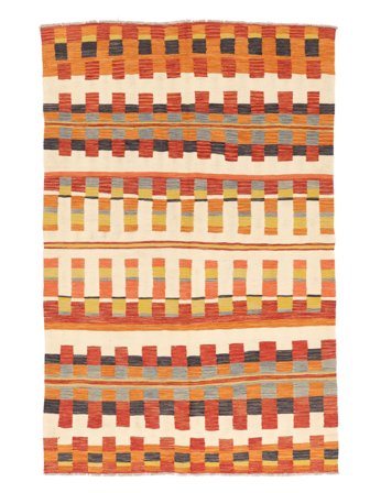 Kelim Moderne Vloerkleed Handgeweven 169X255 Oranje/Beige