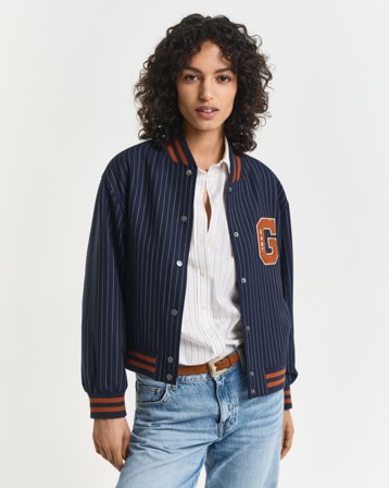 GANT Damen Pinstripe Varsity Jacke (XL) Marineblau