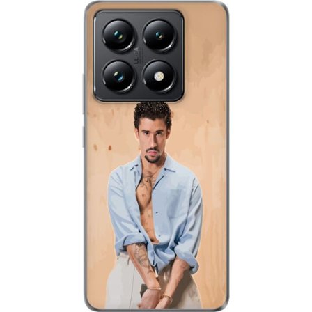 Yhteensopiva Puhelinkuori Xiaomi 14T Pro Bad Bunny Super Bowl-inspiroima grafiikka, jossa NFL-trofe ja San Franciscon silta urheilusuunnittelussa