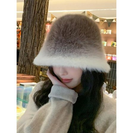Dame Vinterhat Blød Kunstig Pels Fluffy Fiskerhat Bred Skygge Pelshat Vinter Varm Hat til Piger