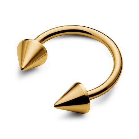 8 mm Gold-Tone Spiked Titanium Circular Barbell for Men - Lip piercing jewellery