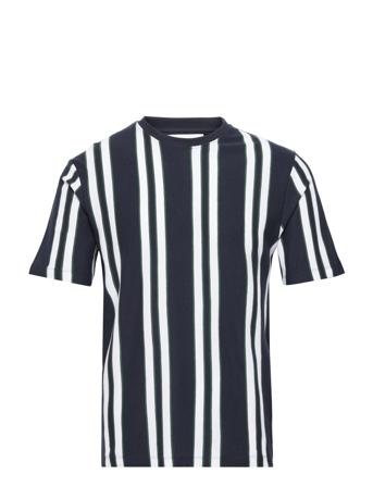 Striped Piqué Tee S/S Navy Lindbergh