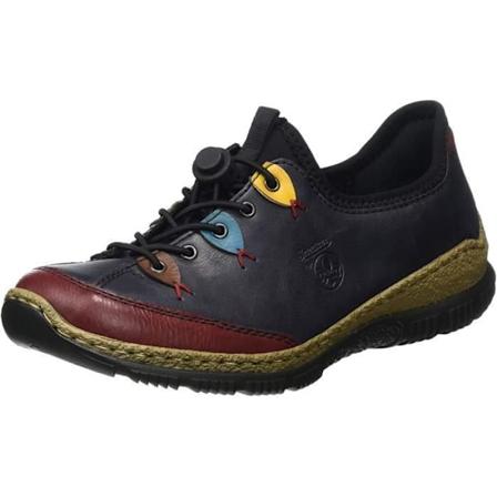 Rieker Eagle Leather Sneaker - Dam - Röd - Dragkedja/snören - Exceptionell komfort Marint vin brandy azzuro svart sena 40