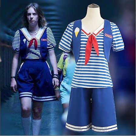 Stranger Things Kvinner Cosplay Festklær arinblå Uniform Kostyme Women M