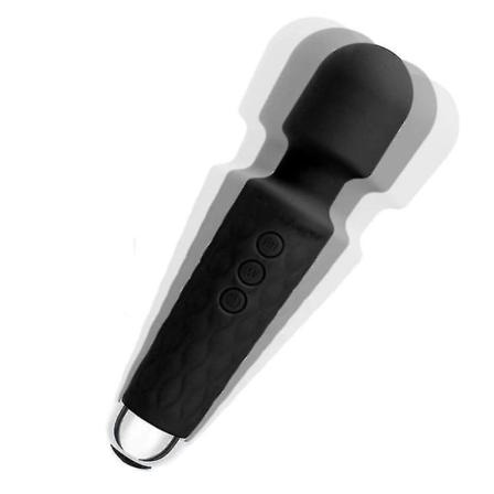 Tryllestav Massasjeapparat, Trådløs Elektrisk Massasjeapparat med 8 Ekstremt Kraftige Hastighetsområder og 20 Pulser - USB Oppladbar (Svart) (FMY)