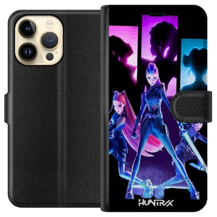 Kompatibelt Lommeboketui til Apple Apple iPhone 15 Pro Max Futuristisk jente gruppe illustrasjon med neonlys og sterke farger i sci-fi estetikk