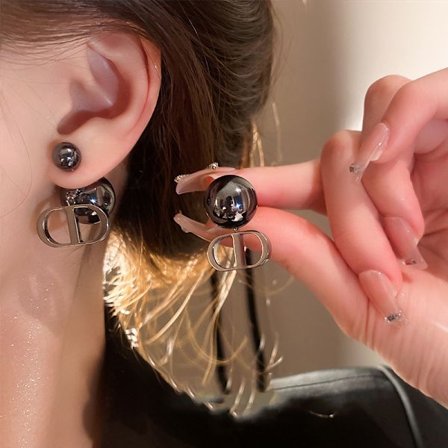 1 Par Letter Pärlörhängen Dam Stud Örhängen Party Christ Black