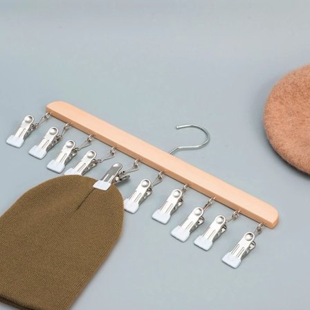 Trägalge med klämma för förvaring av hattar, halsdukar och slipsar, modern lantlig stil, platsbesparande, halkfri, 1-pack, lämplig för sovrum