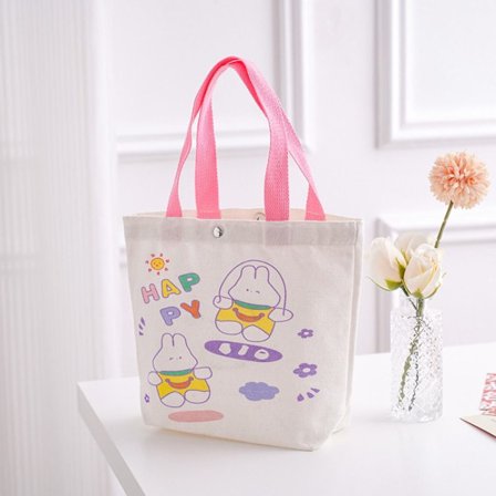 Cartoon Print Axelväska Canvas Handväska 8 8