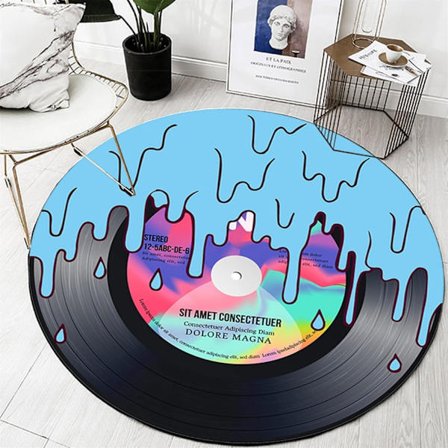 3D Vinyl Record Golvmatta, Vinyl Record Matta, Vinyl Record Utomhus Dörrmatta, halkfri supermjuk tvättbar absorberande matta (Färg: CD-6)