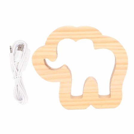 Elefant Træ Udskærings Lampe 3.3W Hul USB Drevet LED Perler Natlampe til Kontor Soveværelse