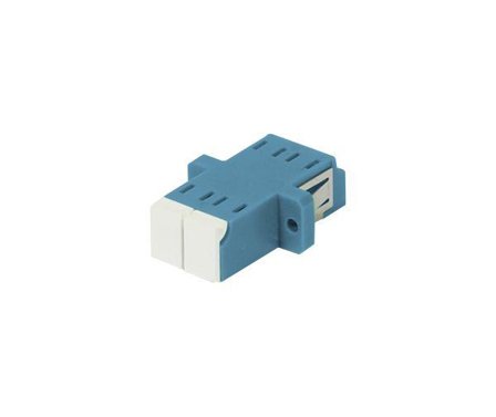 SYNERGY LWL-Kupplung,LC-Buchse/LC-Buchse, 9/125u Singlemode OS2, blau, duplex, PVC, Keramikhülse, mit Flansch, mit einseitiger Laserschutzklappe,