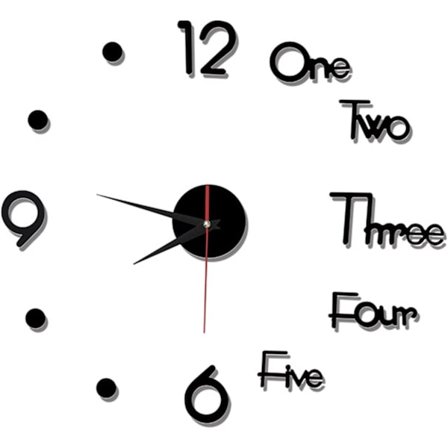 DIY Moderne 3D Veggklokke, Kreativ Veggklokke, Rammeløs Stor Veggklokke, for Hjem, Restaurant, Kontor og Hotelldekorasjon Gave (Svart)