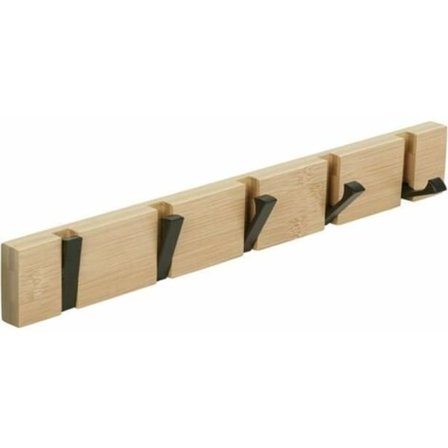 Veggmontert klesstativ med 5 innfellbare kroker, veggmontert klesstativ for å henge opp jakker, skjerf, vesker og annet, naturlig