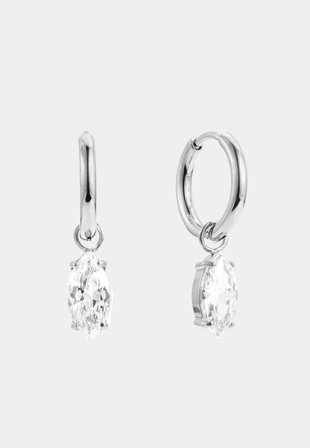 BY JOLIMA - Teardrop Huggie - Steel - Accessoarer - - Bubbleroom