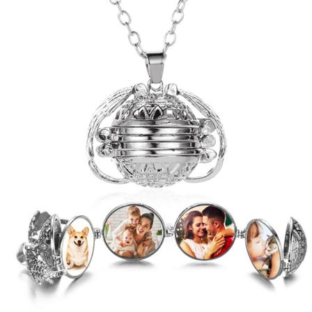 Fotomedaljonghalsband Zinklegering Silver