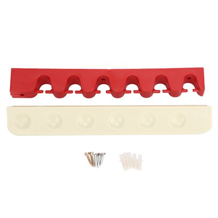 Seinään asennettava 6 reiän kumipool-keppiteline, biljarditarvike