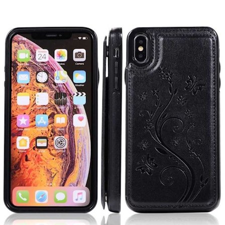 iPhone XS Max Stöttåligt Skal Korthållare 3-FACK Flippr V2 Svart
