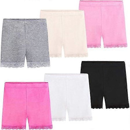 Cykelshorts Piger Sort Dans Pe Shorts Børn med Blondekant Sport 2-10 År 6-pak