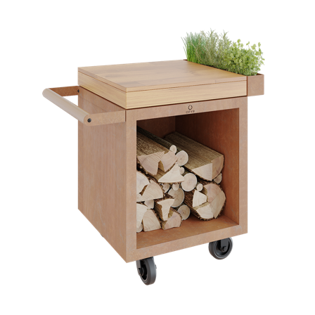 OFYR Mise en Place Table Corten PRO 65 TW Arbetsbord skärbräda i teak Cortenstål, Utemöbler