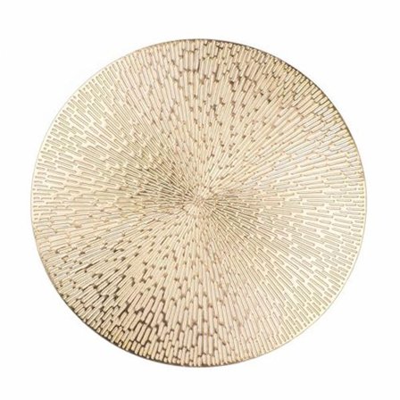 Sett med 6 runde gullfargede metalliske vinylbrikker – 35 cm – Vaskbare og sklisikre