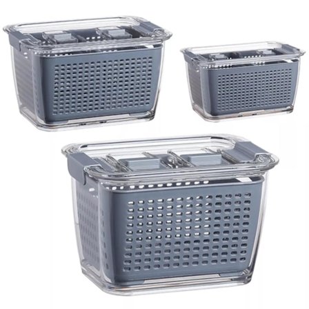 3x Opbevaringsbokse med Dørslag - 3 Størrelser