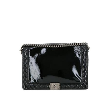 Chanel Vintage Pre-Owned Boy Boy In Palnis Leather , Zwart , Dames , Maat: ONE Size Vintage Tassen