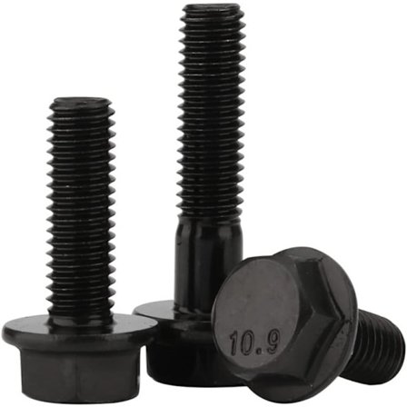 M8 x 35mm Flange Hex Bolte Flange Hoved Hex Bolte Klasse 10.9 Legeret Stål Sort Oxid Finish Delvis Gevind 10 Stk