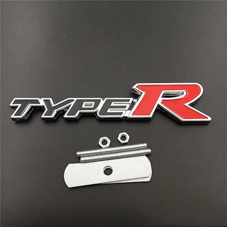 3D Metall Type R Logo Bokstav Bil Frontgrill Emblem For Honda Civic Crv Hrv Accord Fit Fk8 Typer Type R Merke Klistremerke Tilbehør