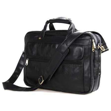 Porte-documents compact en cuir noir pour hommes - Sacs en cuir
