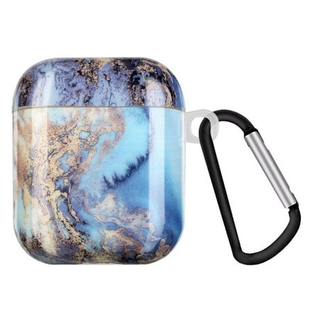 SKALO AirPods 1/2 Marmor TPU Fodral med Karbinhake - Motiv 3