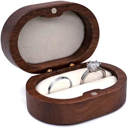 Træringboks enkel oval, ringholder ringboks, smykkeopbevaringsboks