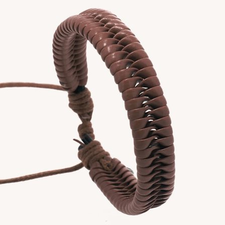 Ægte læder justerbart brunt armbånd til mænd